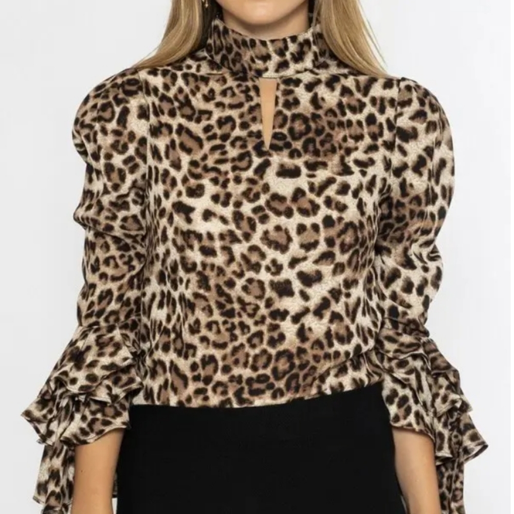 Gracia Leopard print blouse-brown